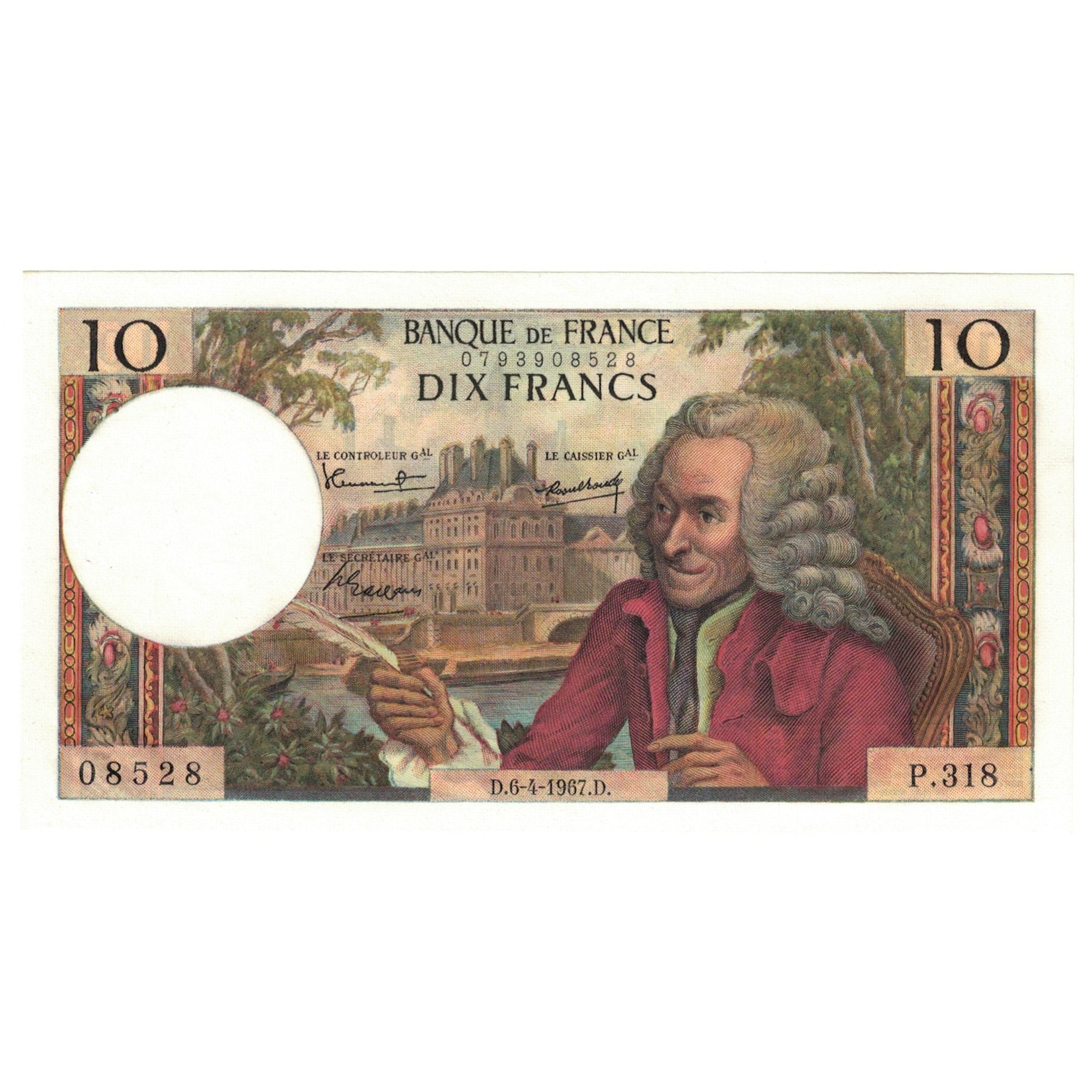 Frankreich, 10 Francs, Voltaire, 1967, P.318, UNZ-, Fayette:62.26, KM:147b