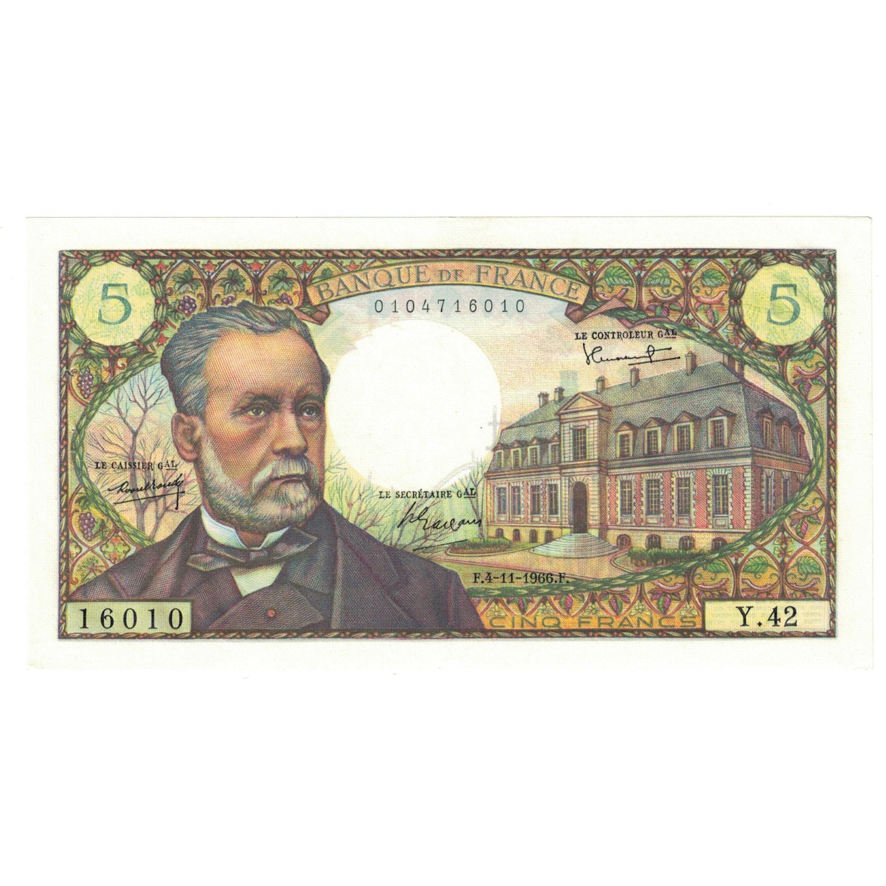 France, 5 Francs, Pasteur, 1966, Y.42, SPL, Fayette:61.4, KM:146a