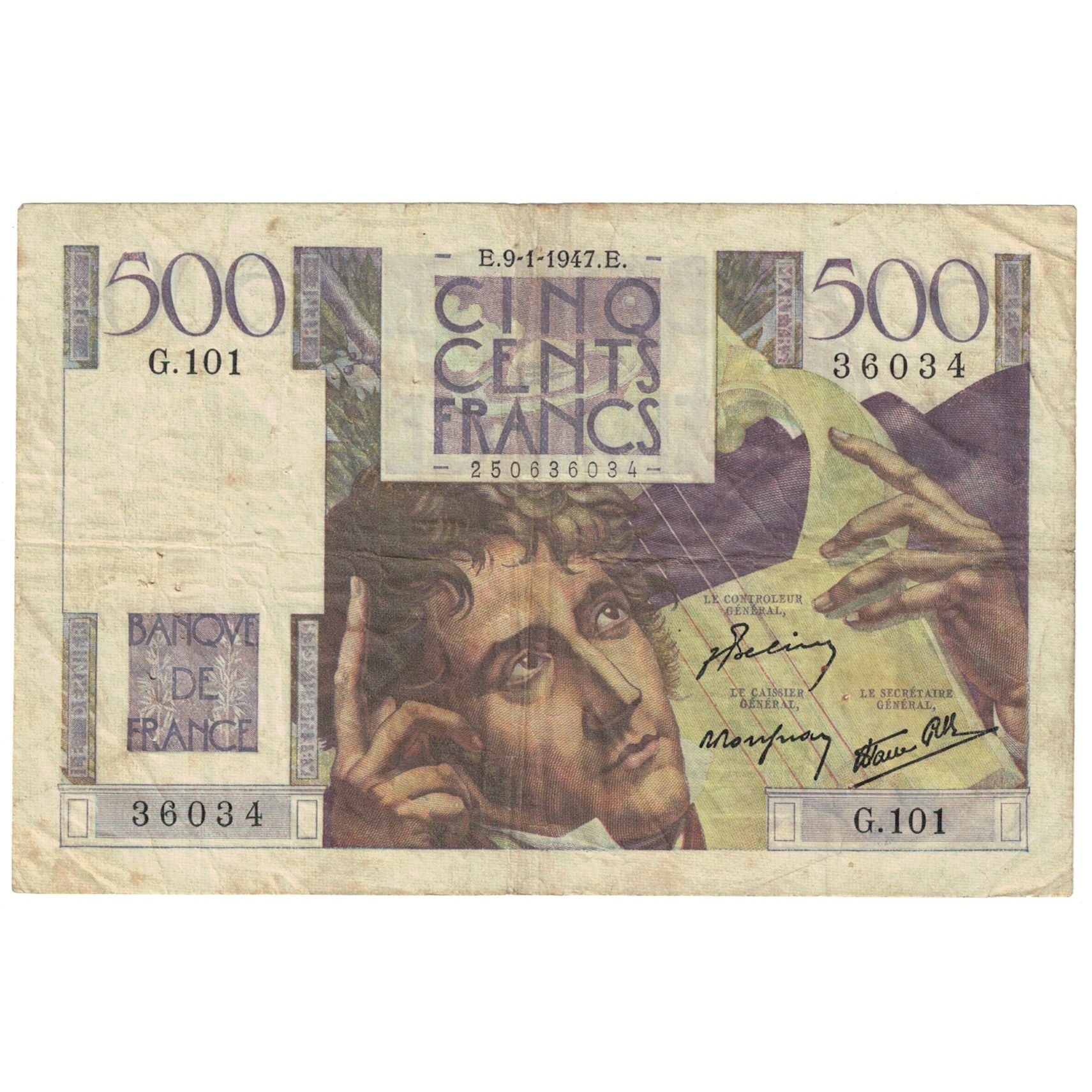 Francia, 500 Francs, Chateaubriand, 1947, G.101, MB, Fayette:34.7, KM:129a