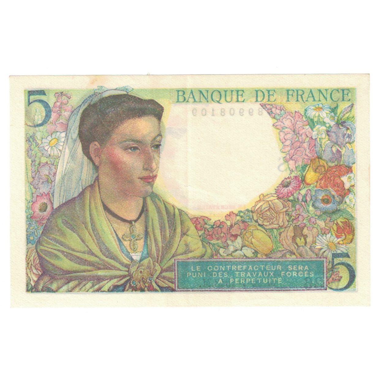Frankrijk, 5 Francs, Berger, 1943, W.36, SUP, Fayette:5.2, KM:98a