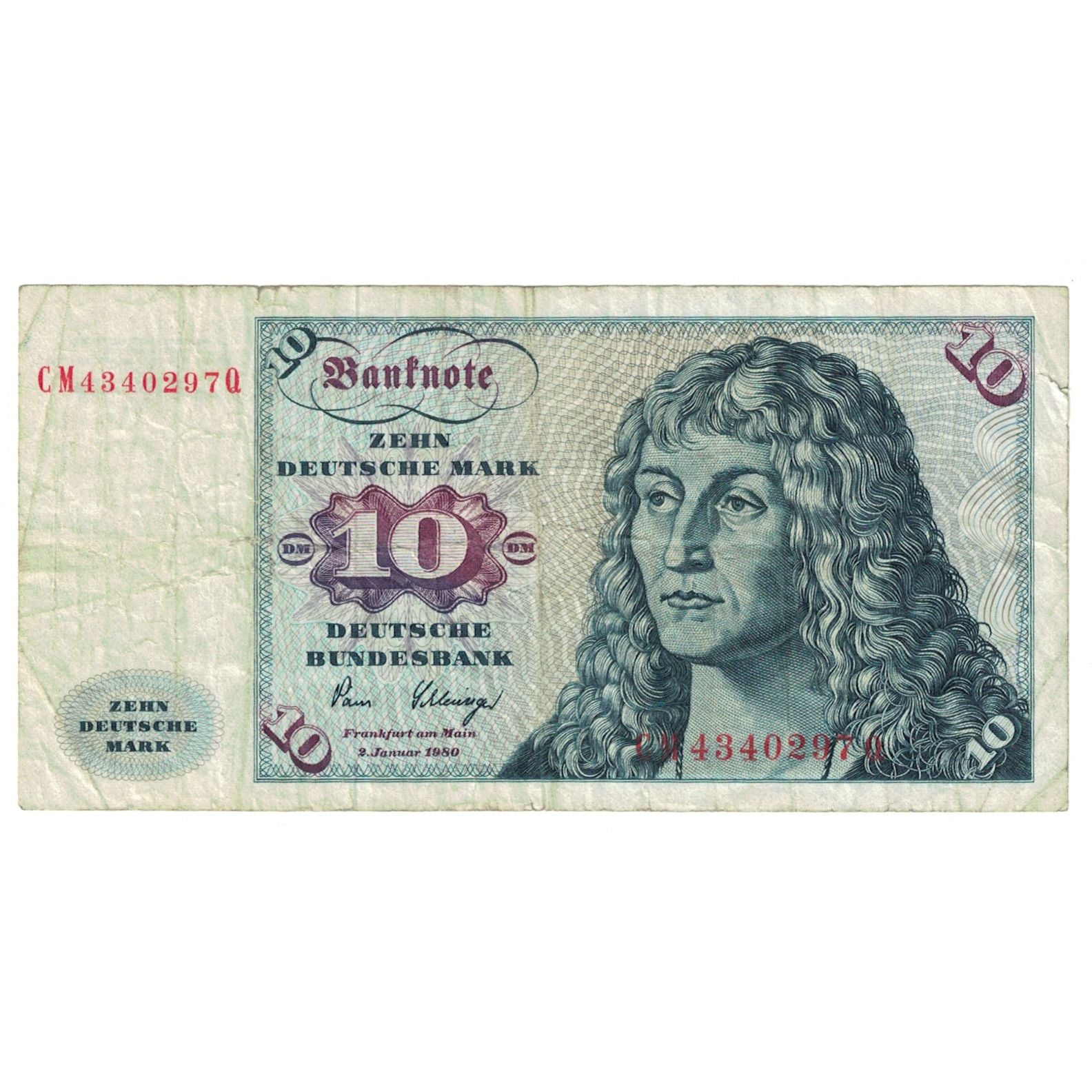 Banconote, GERMANIA - REPUBBLICA FEDERALE, 10 Deutsche Mark, 1980, 1980-01-02