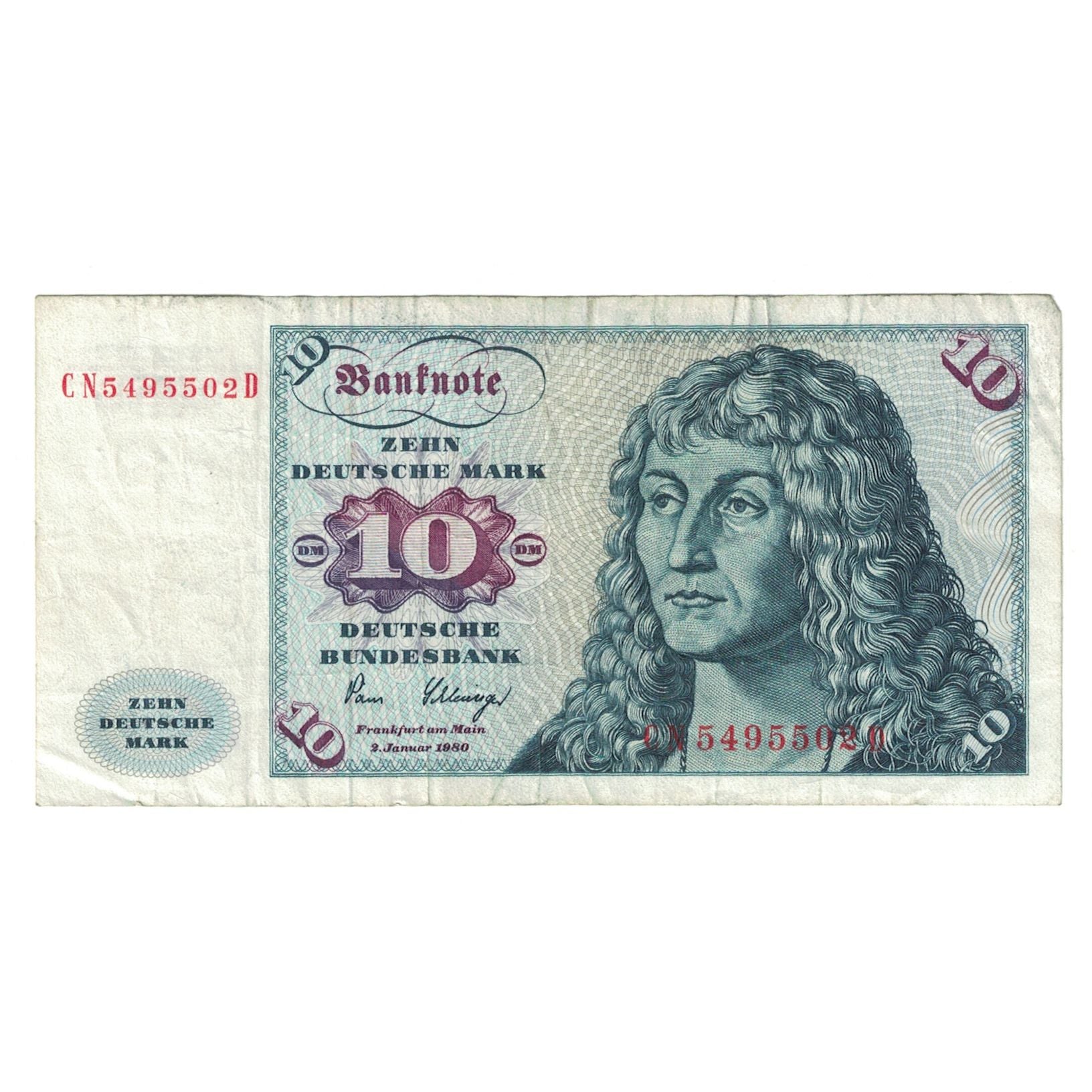 Banconote, GERMANIA - REPUBBLICA FEDERALE, 10 Deutsche Mark, 1980, 1980-01-02