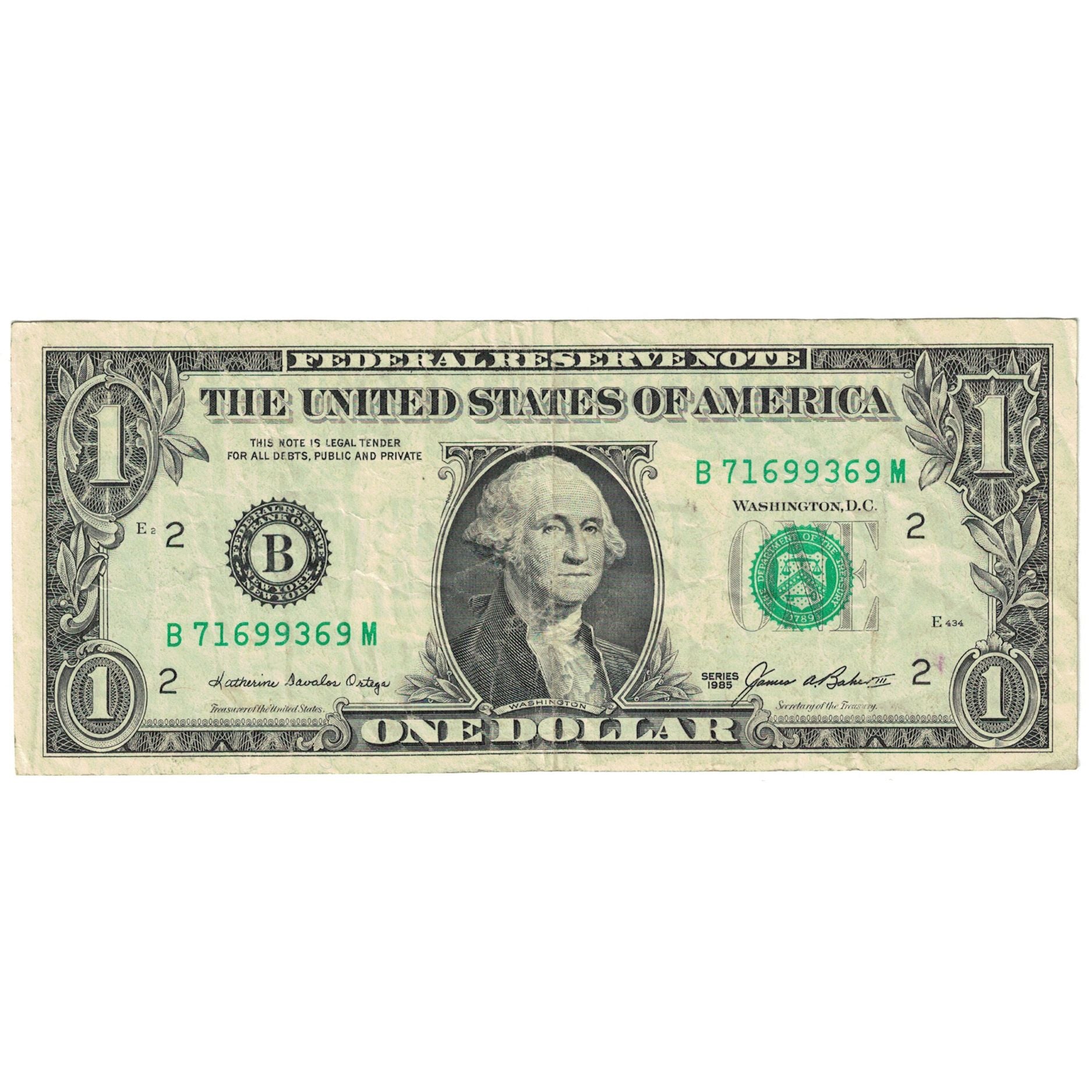Banknote, United States, One Dollar, 1985, Undated (1985), KM:3701, EF(40-45)