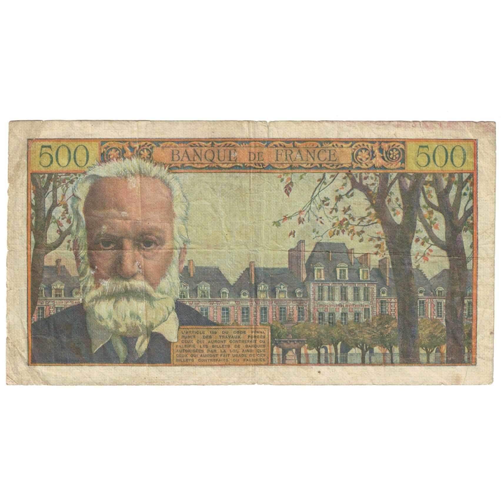 França, 500 Francs, Victor Hugo, 1957, E.81, F(12-15), Fayette:35.6, KM:133b