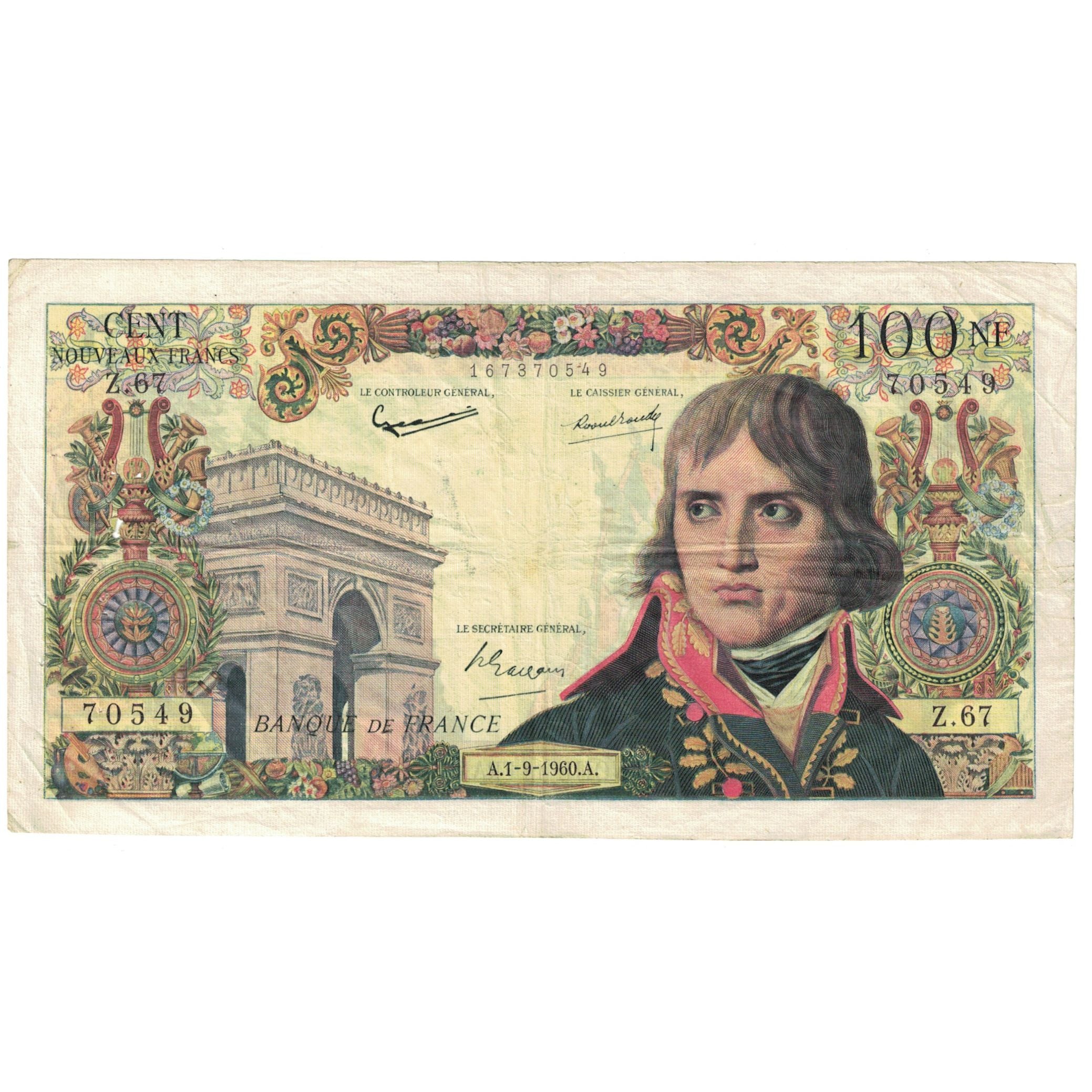 Frankrijk, 100 Nouveaux Francs, Bonaparte, 1960, Z.67, TB, Fayette:59.7, KM:144a