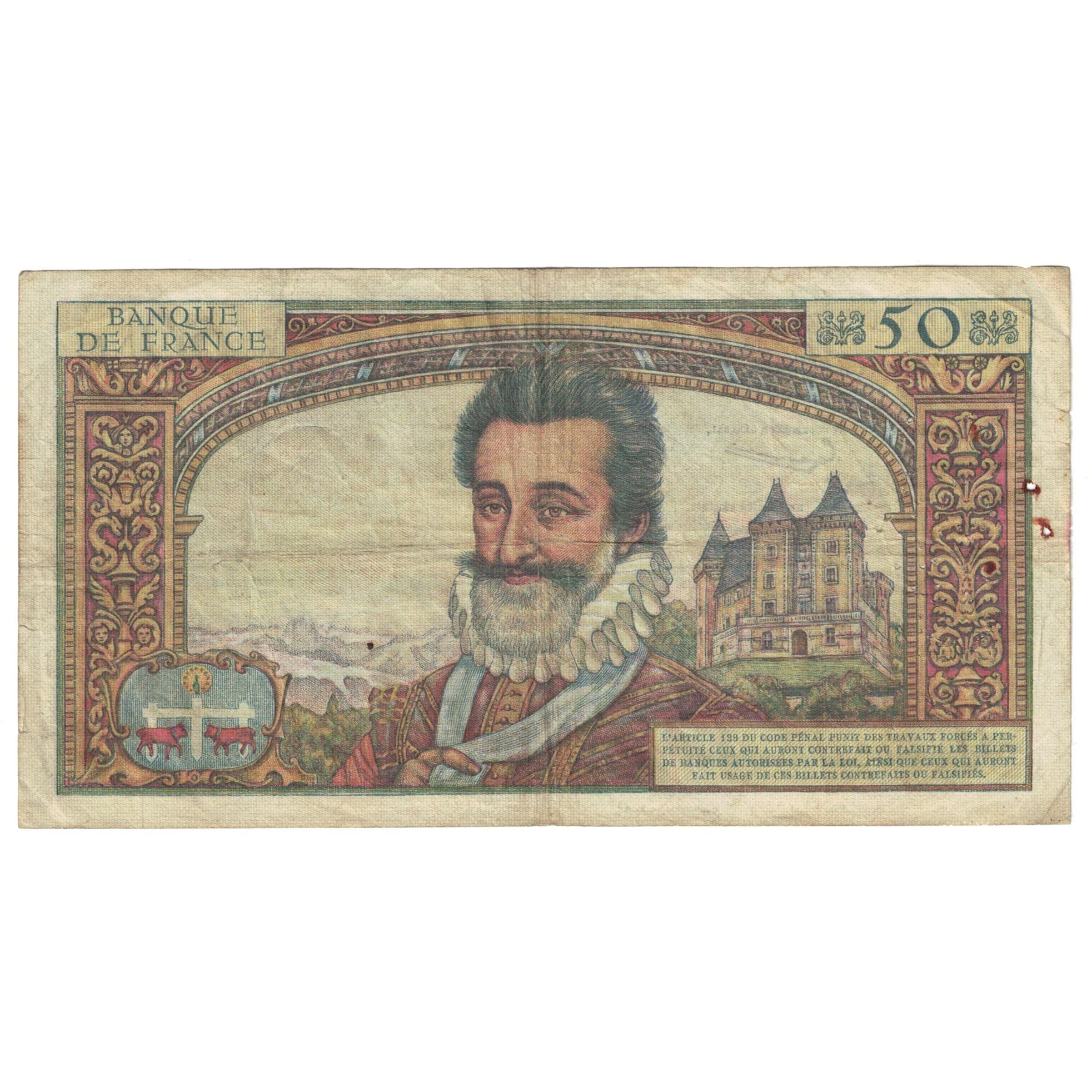 France, 50 Nouveaux Francs, Henri IV, 1959, D.30, VF(20-25), Fayette:58.3