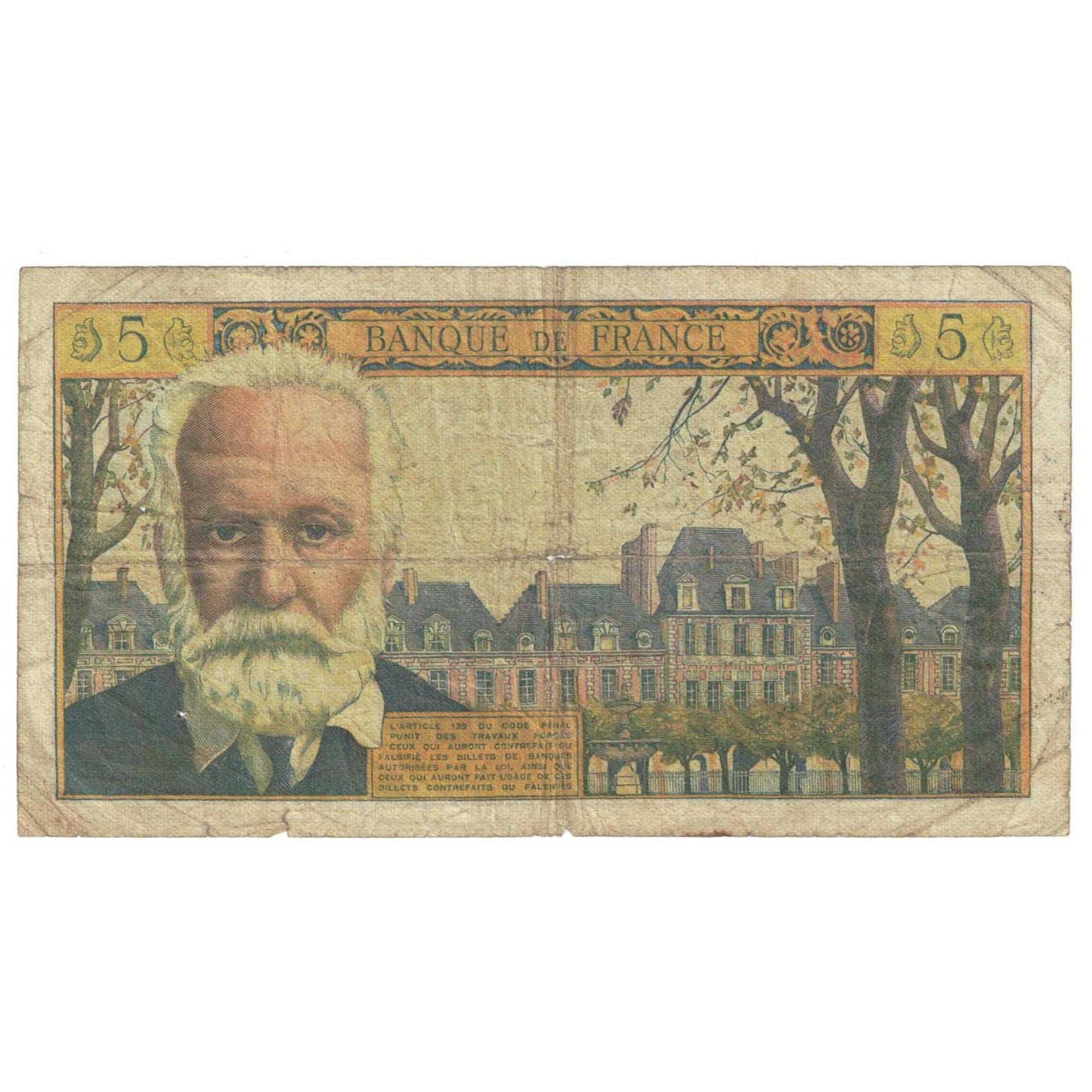 Frankrijk, 5 Nouveaux Francs, Victor Hugo, 1965, U.160, B, Fayette:56.20