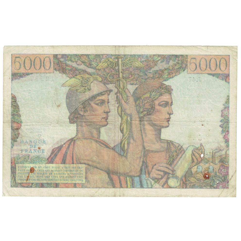 Frankreich, 5000 Francs, Terre et Mer, 1951, J.47, S, Fayette:48.3, KM:131b