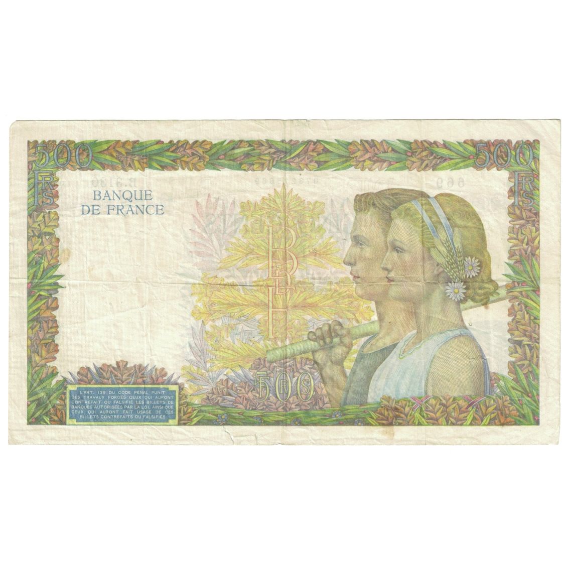 Frankreich, 500 Francs, La Paix, 1941, B.3130, S, Fayette:32.18, KM:95b