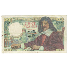 França, 100 Francs, Descartes, 1942, G.9, VF(30-35), Fayette:27.1, KM:101a