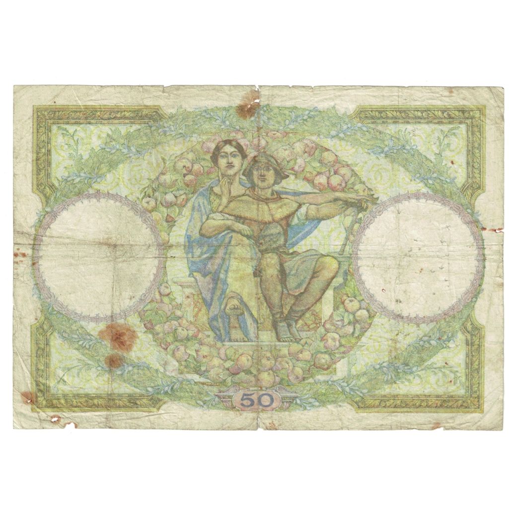 França, 50 Francs, Luc Olivier Merson, 1932, X.11843, VG(8-10), Fayette:16.3