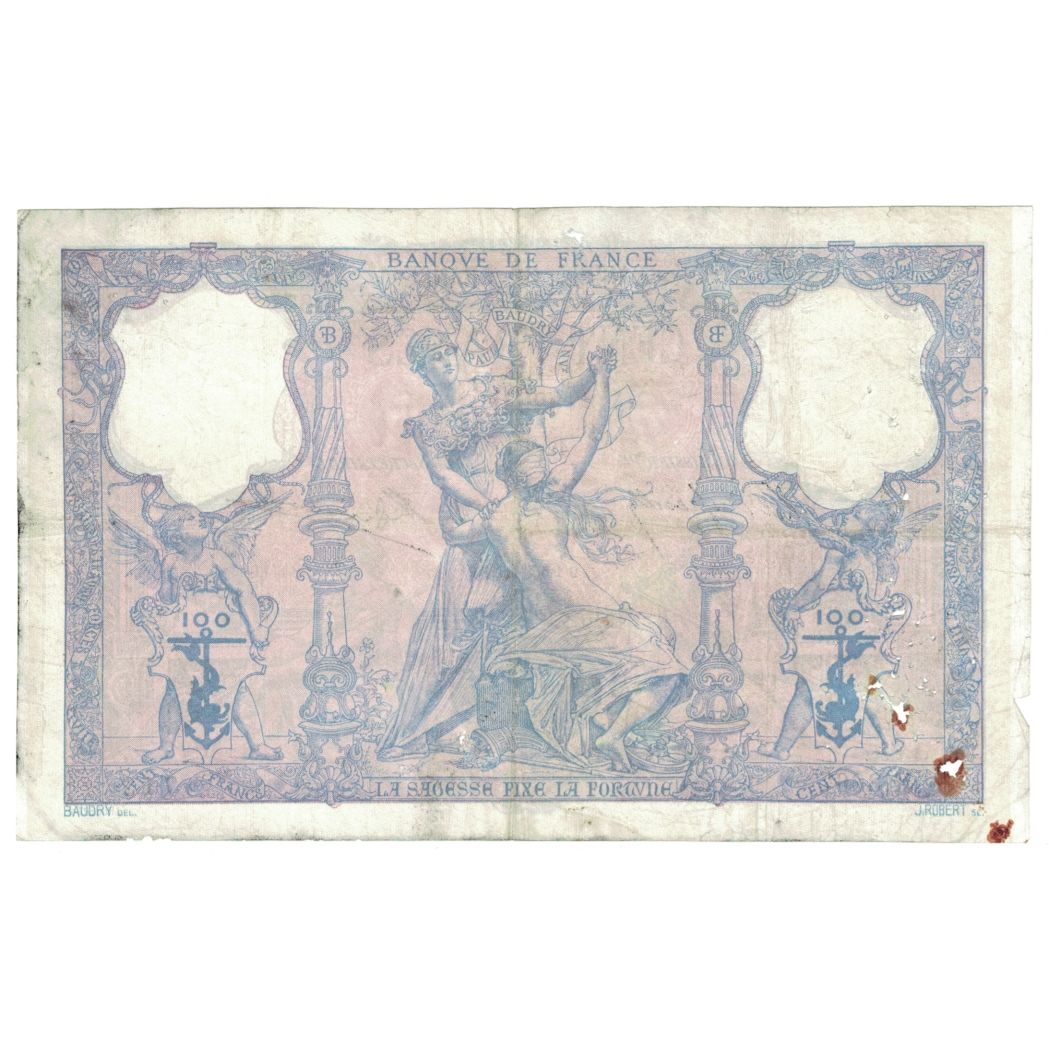 France, 100 Francs, Bleu et Rose, 1903, X.3667, VG(8-10), Fayette:21.17, KM:65c
