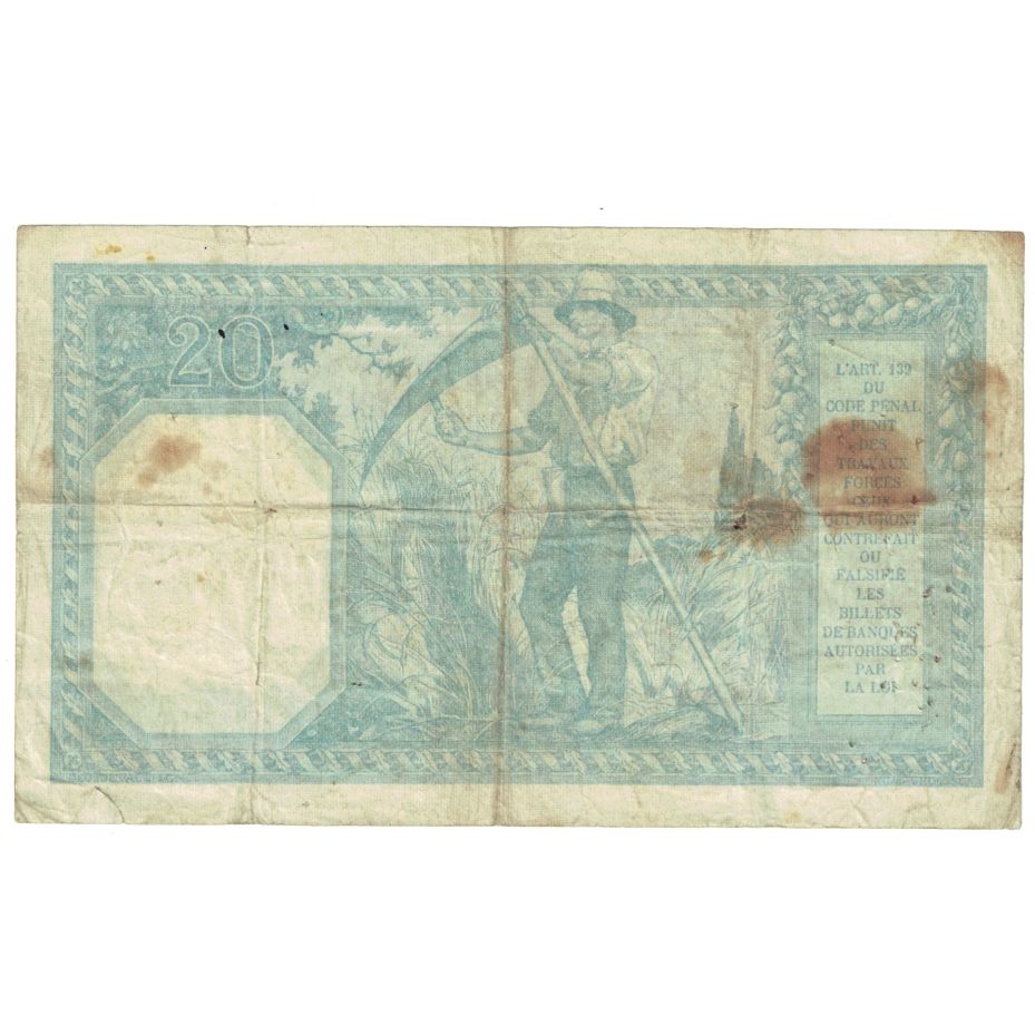 Frankrijk, 20 Francs, Bayard, 1917, G.1930, B, Fayette:11.2, KM:74