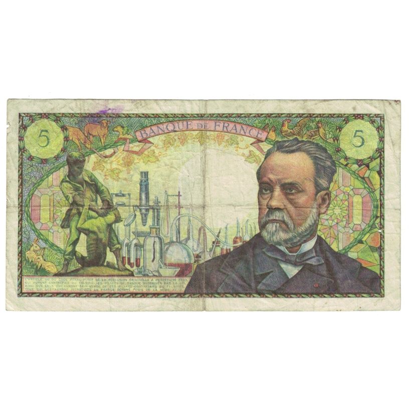 França, 5 Francs, Pasteur, 1967, R.49, VF(20-25), Fayette:61.5, KM:146b