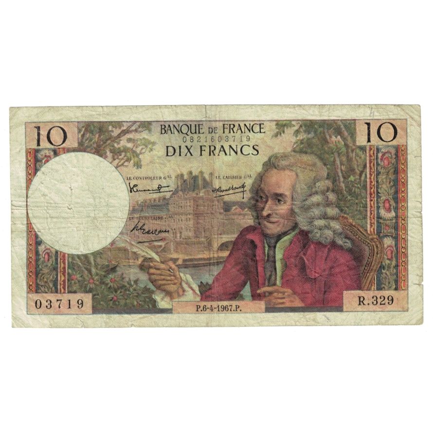 Francia, 10 Francs, Voltaire, 1967, R.329, B+, Fayette:62.26, KM:147b