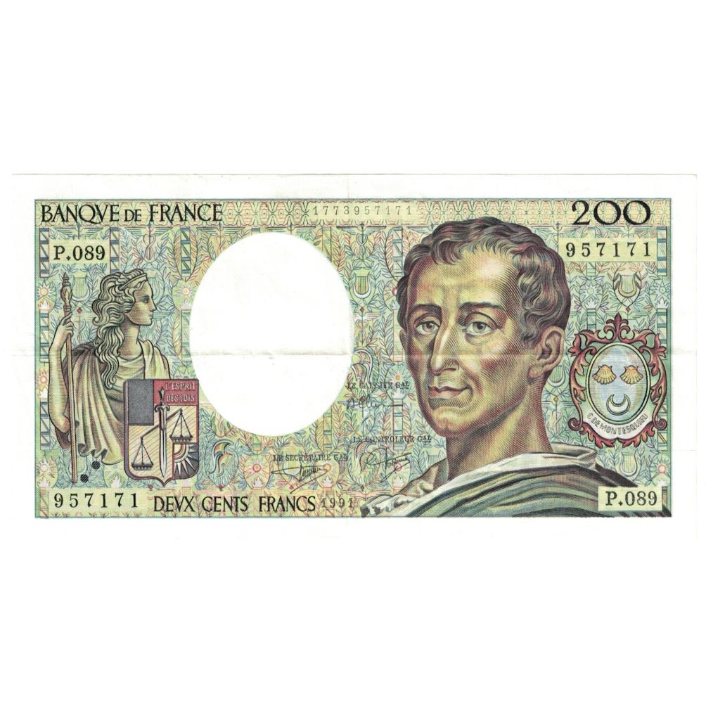 France, 200 Francs, Montesquieu, 1991, P.089, SUP, Fayette:70.11, KM:155d