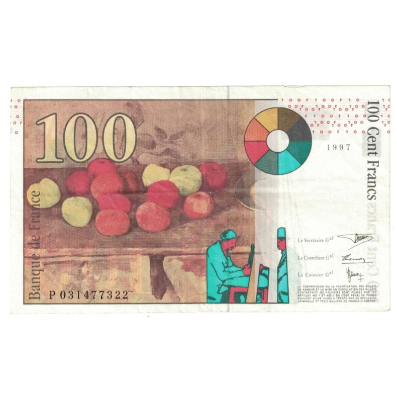 France, 100 Francs, Cézanne, 1997, P 0311477322, AU(50-53), Fayette:F74.01