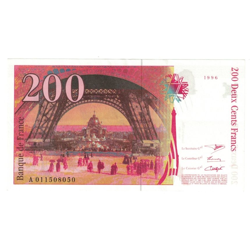 France, 200 Francs, Eiffel, 1996, A 011508050, UNC(64), Fayette:75.02, KM:159a