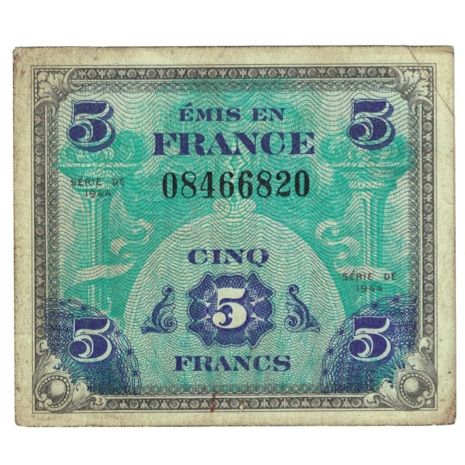 Frankreich, 5 Francs, Flag/France, 1944, SÉRIE 1944, S, Fayette:VF17.1, KM:115a