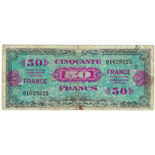 France, 50 Francs, Drapeau/France, 1944, 01629525, TB, Fayette:VF24.02, KM:122b