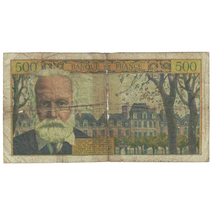 France, 5 Nouveaux Francs on 500 Francs, 1955-1959 Overprinted with ''Nouveaux