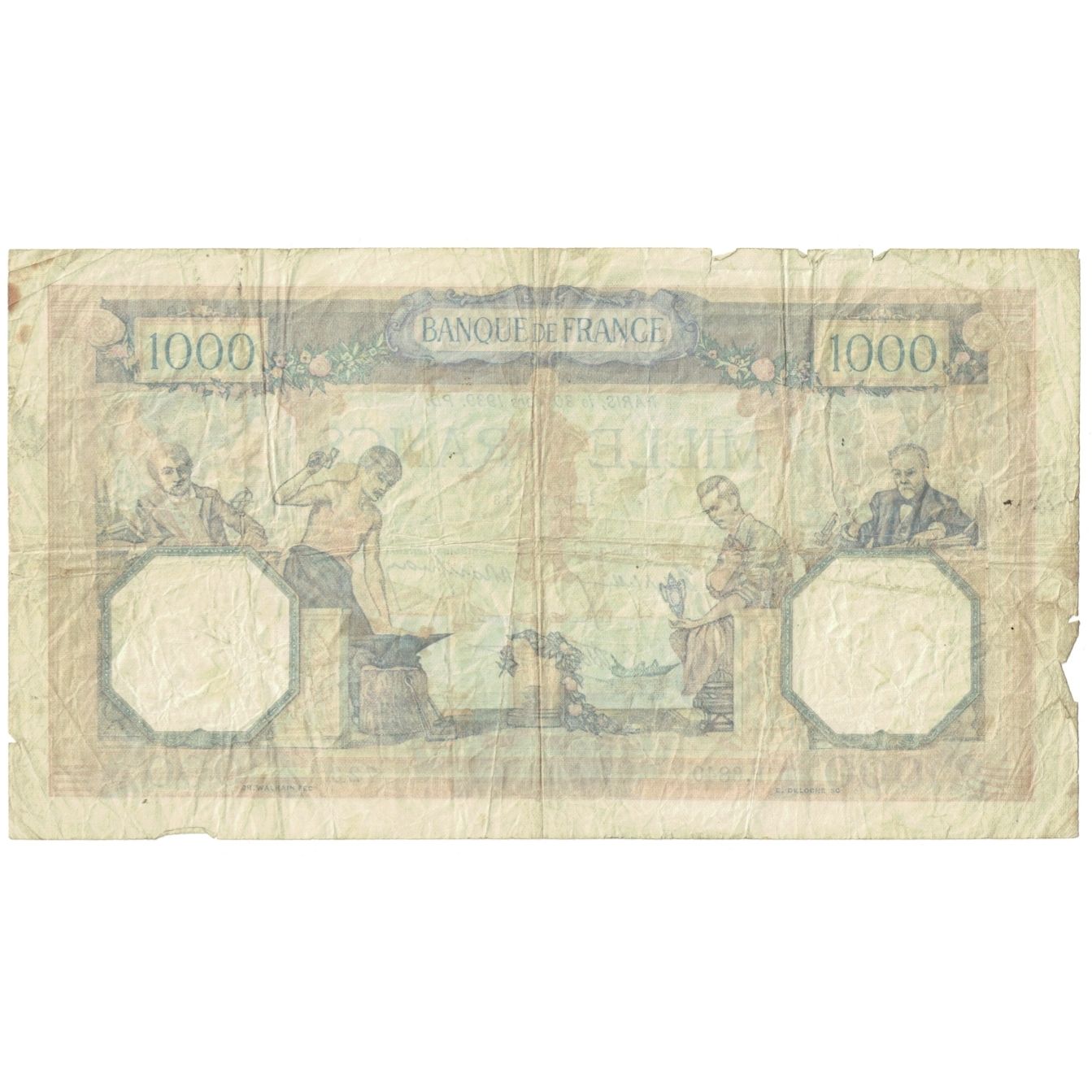 France, 1000 Francs, Cérès et Mercure, 1939, F.6840, VG(8-10), Fayette:38.35
