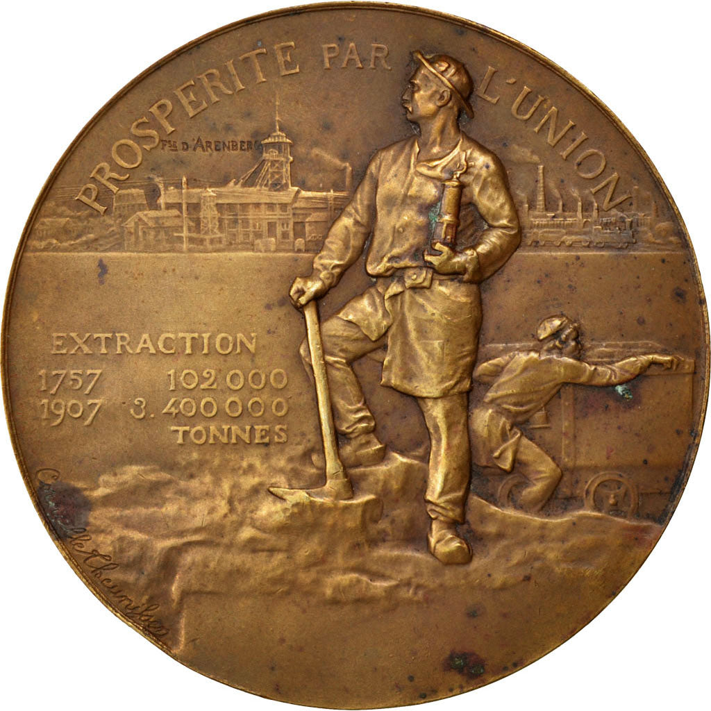 France, Medal, French Third Republic, Business & industry, 1907, TTB+, Bronze