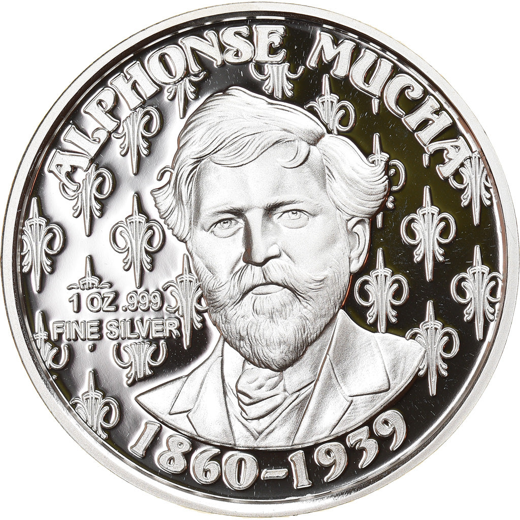 Tsjecho-Slowakije, Medaille, Alphonse Mucha, One Troy Ounce Silver Proof, Arts &