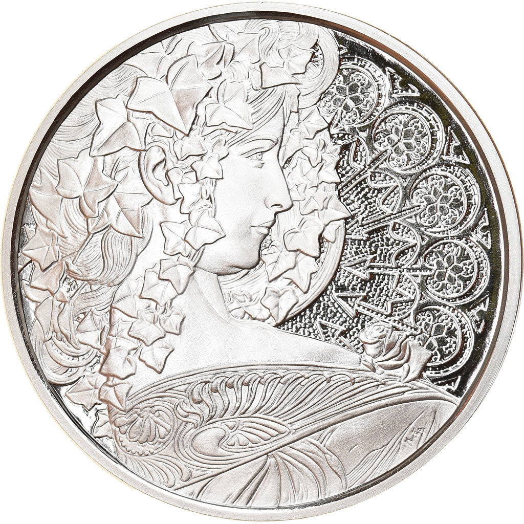 Tsjecho-Slowakije, Medaille, Alphonse Mucha, One Troy Ounce Silver Proof, Arts &