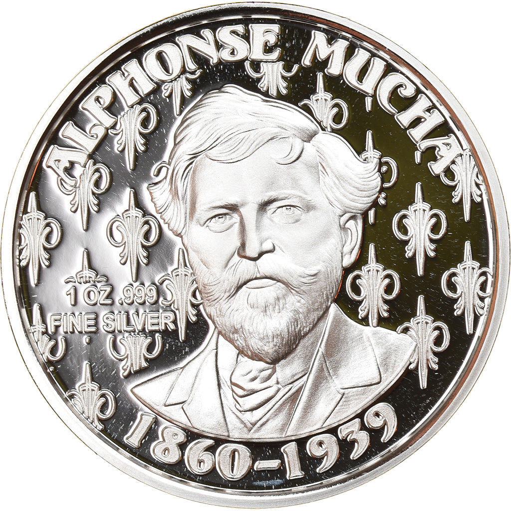 Tsjecho-Slowakije, Medaille, Alphonse Mucha, One Troy Ounce Silver Proof, Arts &