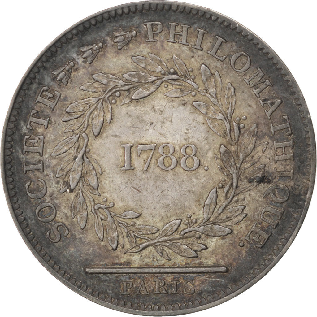 FRANCE, Arts & Culture, Louis XVI, Medal, 1788, AU(55-58), Silver, 23, 4.20