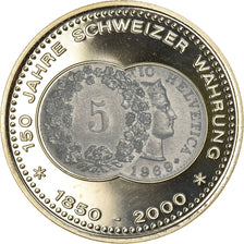 Suiza, medalla, 150 Ans de la Monnaie Suisse, 5 RAPPEN, 2000, SC+, Cobre -