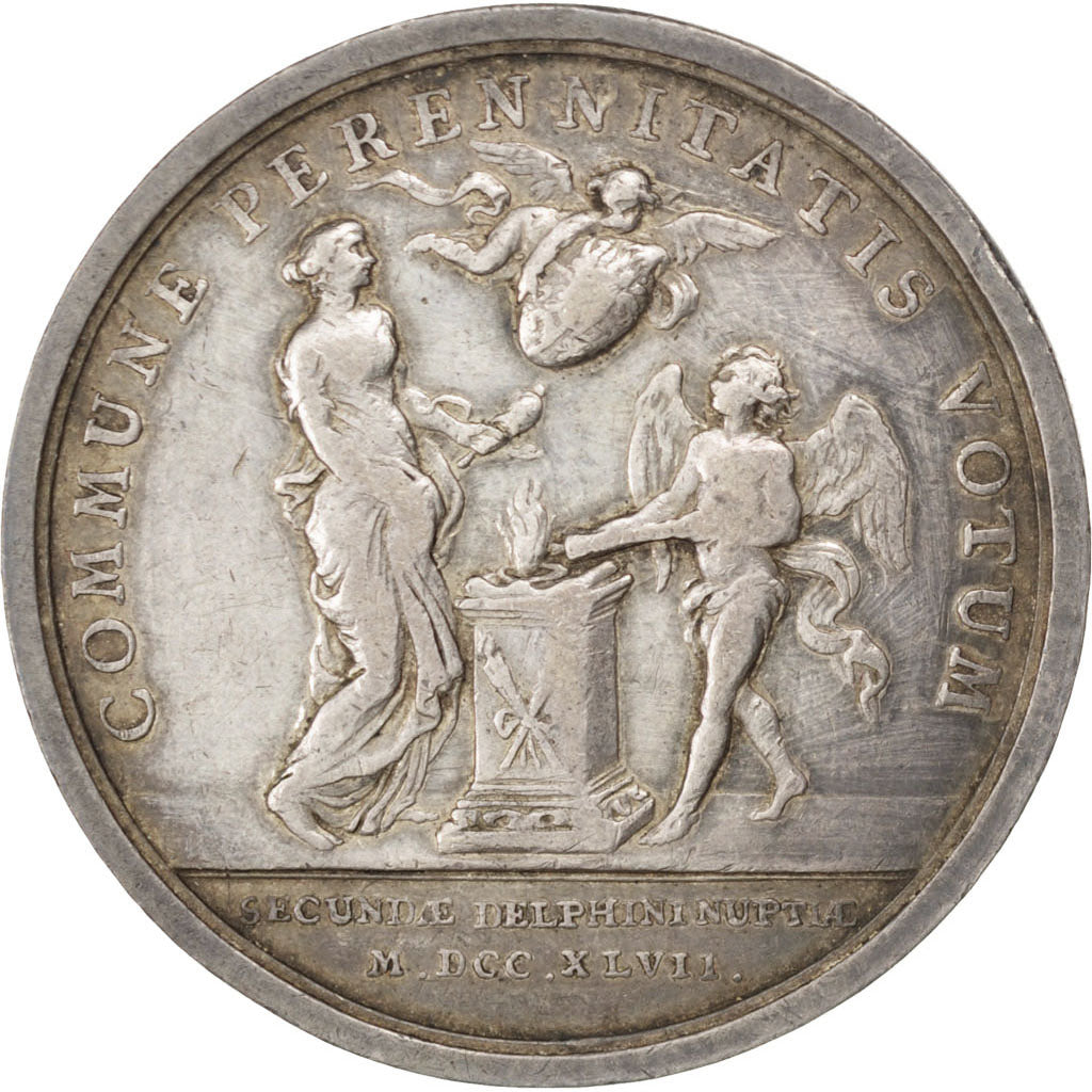 FRANCE, Politics, Society, War, Louis XV, Medal, 1747, EF(40-45), Silver, 34,...