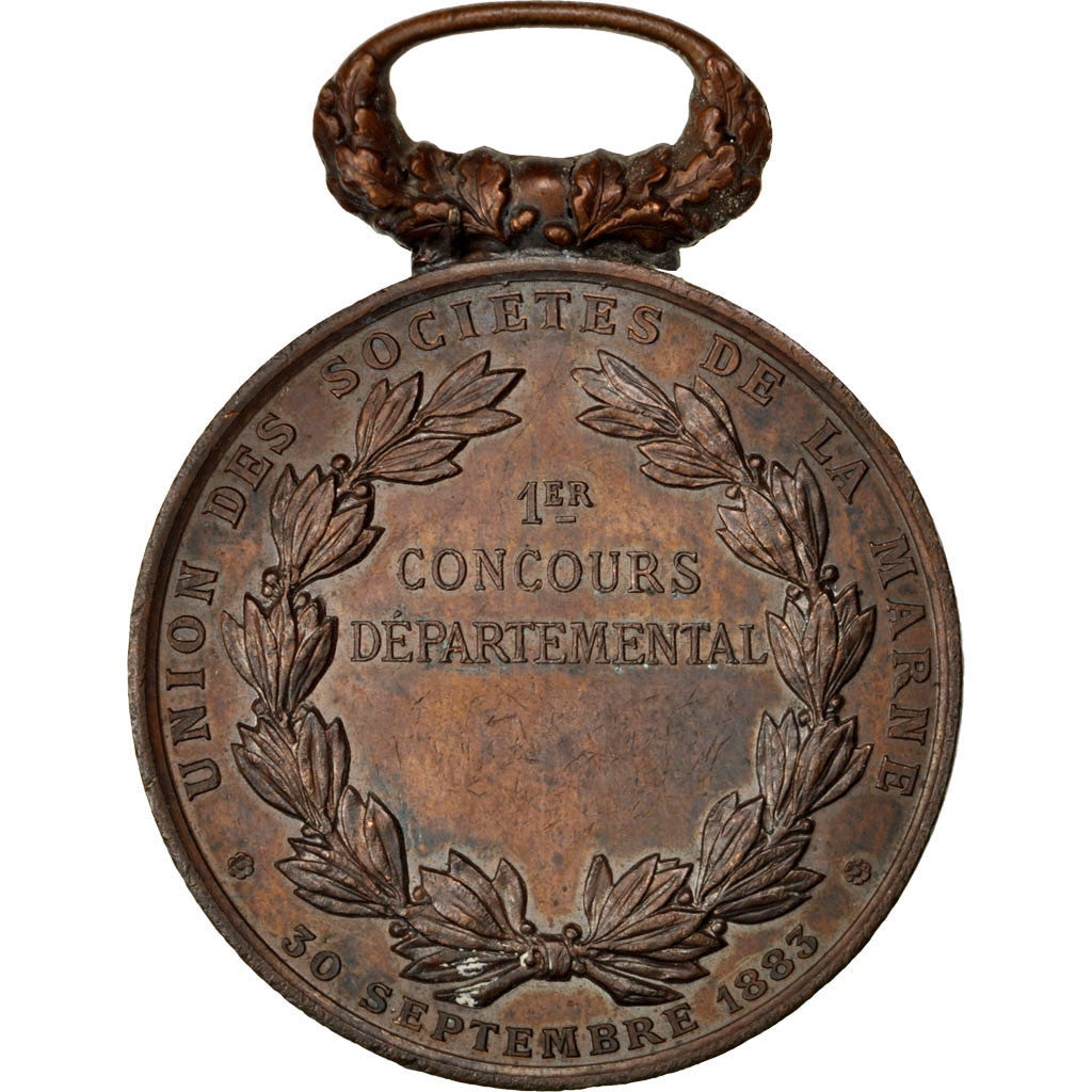France, Medal, French Third Republic, Sports & leisure, 1883, SUP, Bronze