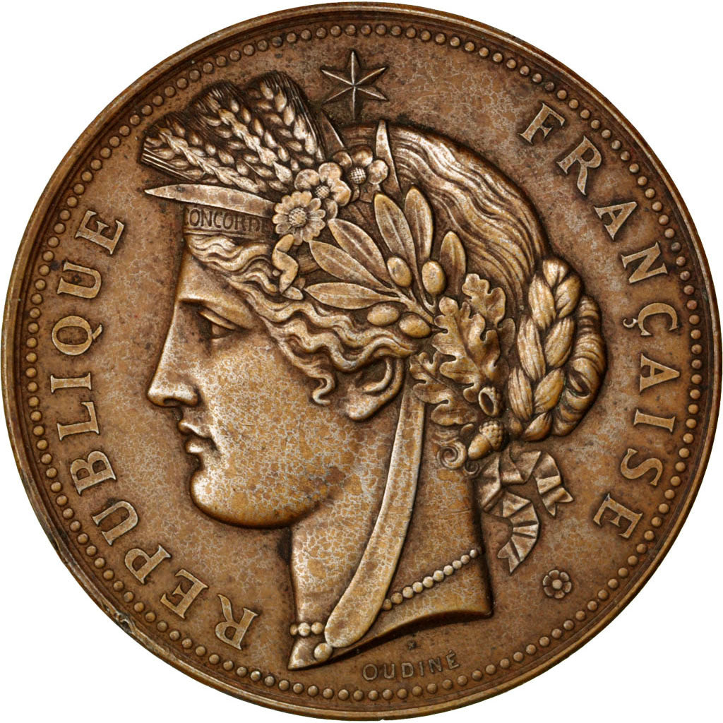 France, Medal, French Third Republic, Sciences & Technologies, 1878, Oudiné