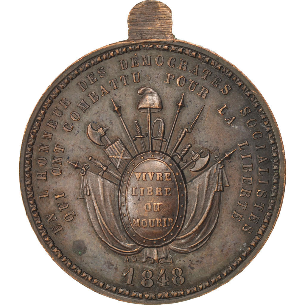 FRANCE, Politics, Society, War, French Second Republic, Medal, 1848, AU(55-58),.