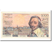 França, 1000 Francs, Richelieu, 1954, 1954-01-07, EF(40-45), Fayette:42.4