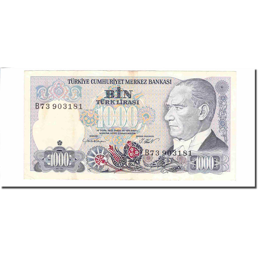 Banconote, Turchia, 1000 Lira, 1970, 1970-10-14, KM:196, BB