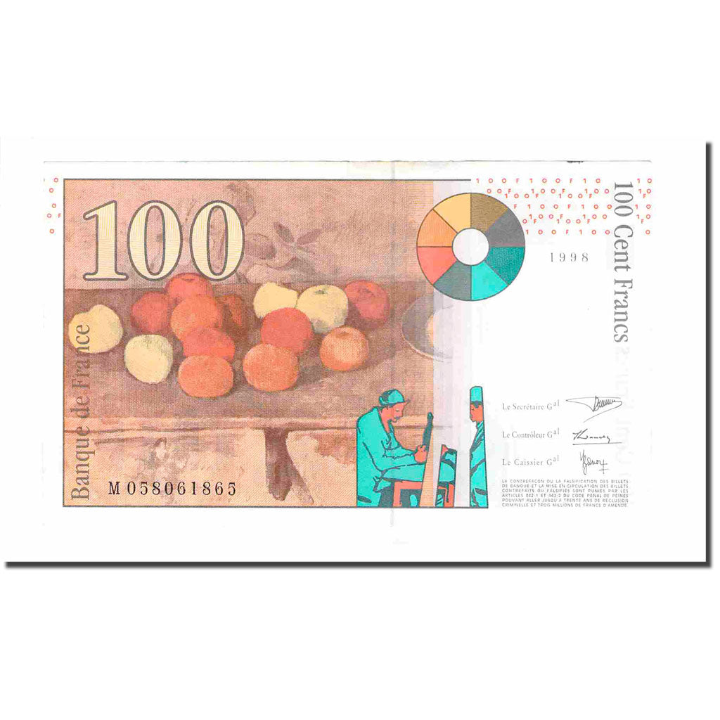 Francja, 100 Francs, Cézanne, 1998, AU(55-58), Fayette:74.02, KM:158a