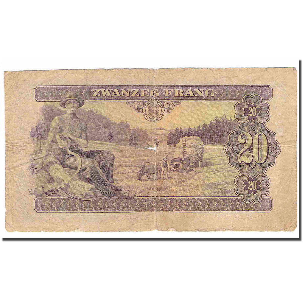 Banknote, Luxembourg, 20 Frang, 1943, KM:42a, VF(20-25)