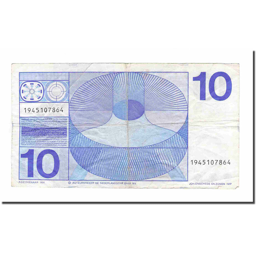 Banknote, Netherlands, 10 Gulden, 1968, 1968-04-25, VF(20-25)