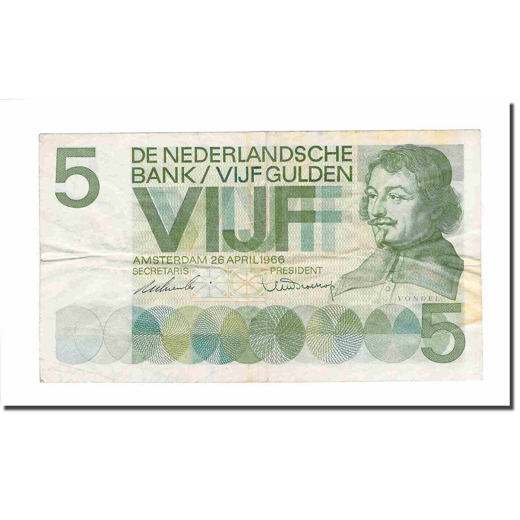 Banknote, Netherlands, 5 Gulden, 1966, 1966-04-26, KM:90a, VF(20-25)