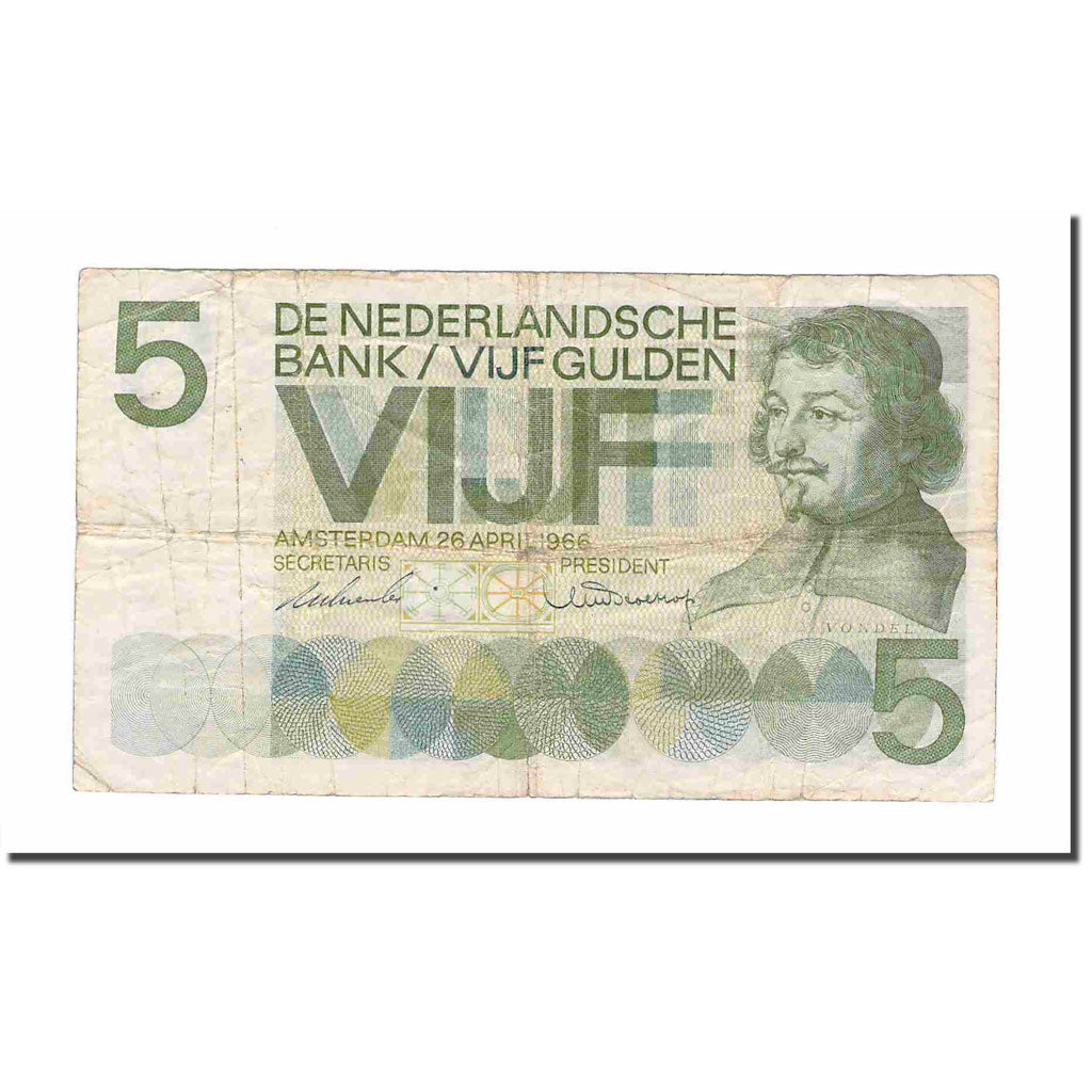 Banknote, Netherlands, 5 Gulden, 1966, 1966-04-26, KM:90a, VF(20-25)