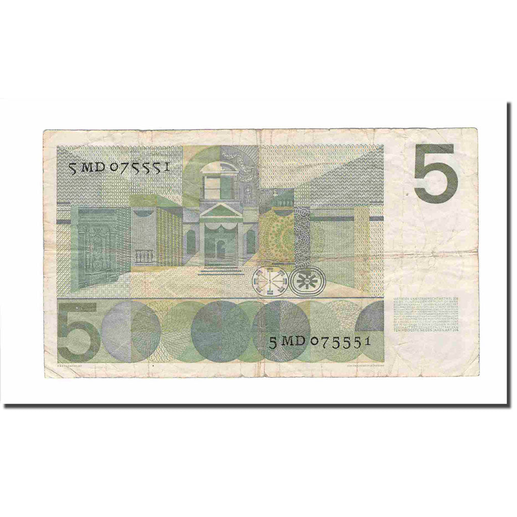 Banknote, Netherlands, 5 Gulden, 1966, 1966-04-26, KM:90a, VF(20-25)