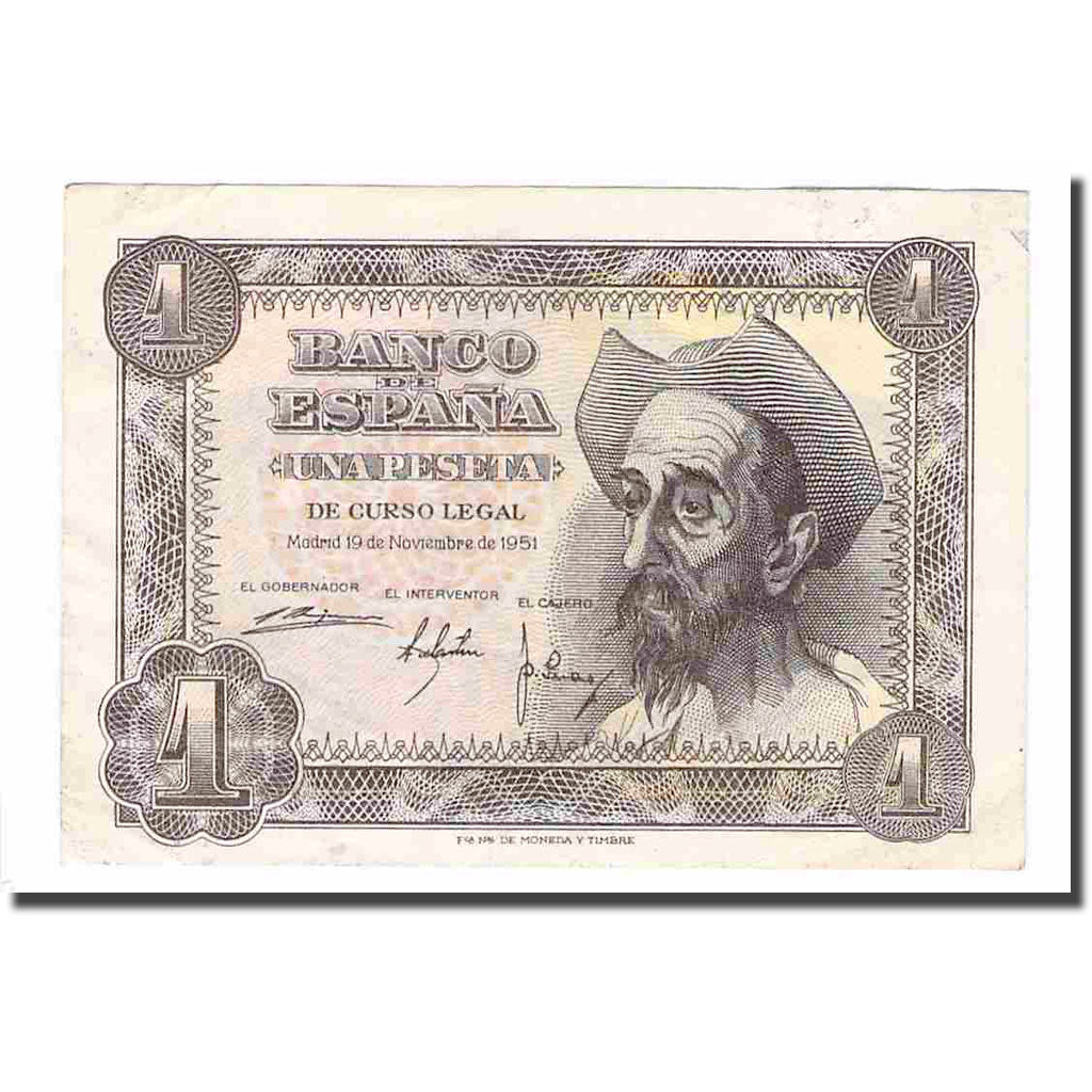 Billet, Espagne, 1 Peseta, 1951, 1951-11-19, KM:139a, SUP