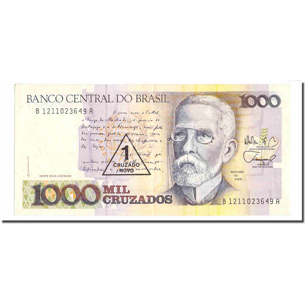 Biljet, Brazilië, 1 Cruzado Novo on 1000 Cruzados, 1987, Undated (1987)