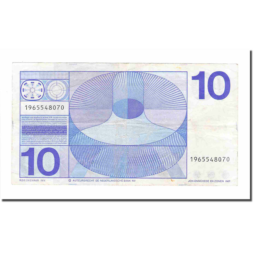 Banknote, Netherlands, 10 Gulden, 1968, 1968-04-25, KM:91b, EF(40-45)