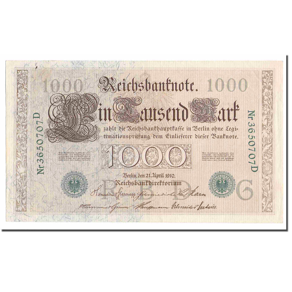 Banknote, Germany, 1000 Mark, 1910, 1910-04-21, KM:45b, AU(55-58)