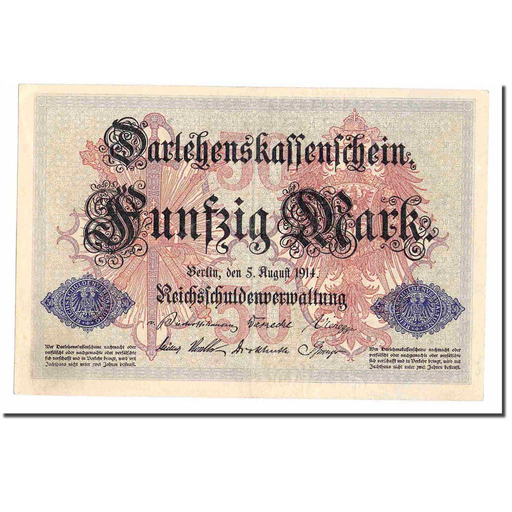 Banknote, Germany, 50 Mark, 1914, 1914-08-05, KM:49a, EF(40-45)
