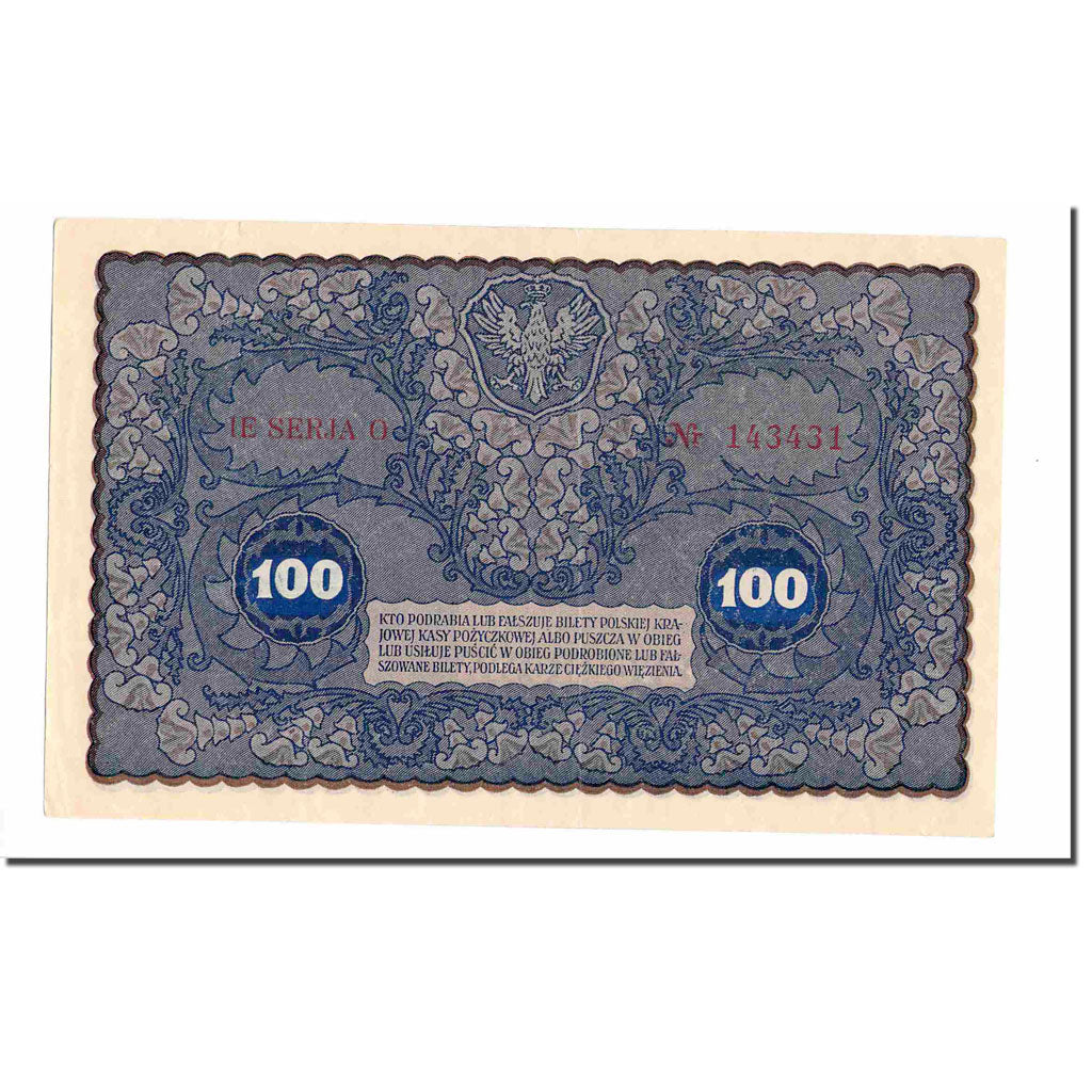 Banknote, Poland, 100 Marek, 1919, 1919-08-23, KM:27, AU(55-58)